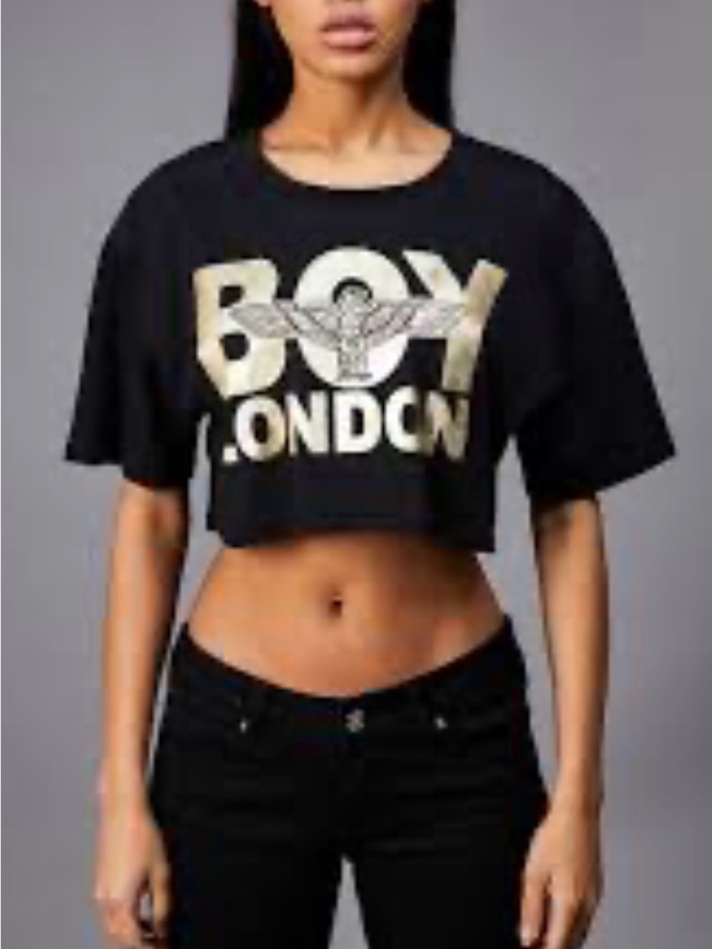 BOY London Black Cropped Logo Tee